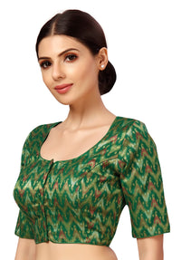 X3 Women's Viscose Elbow Length Sleeves Soft Brocade Padded Saree Blouse