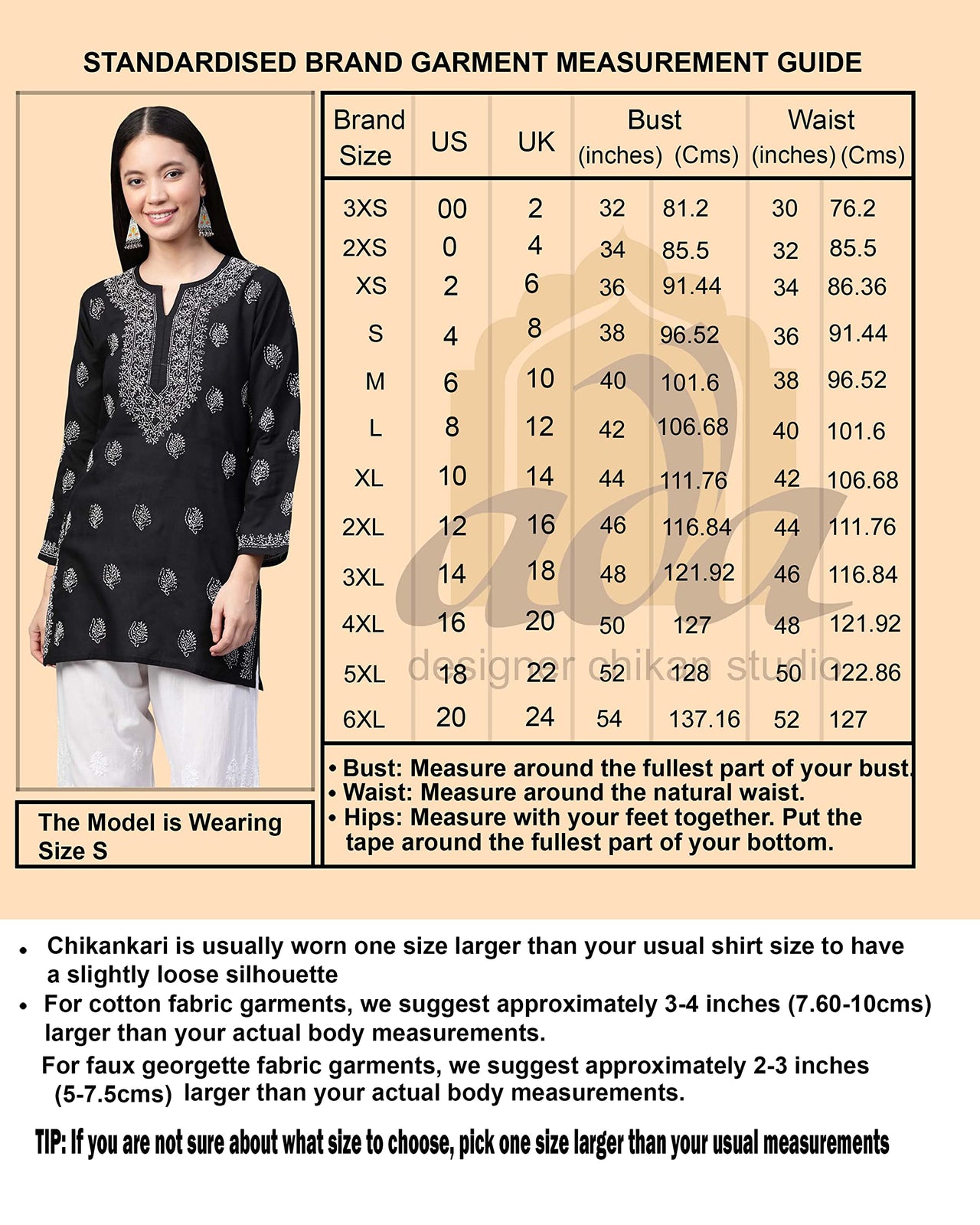 Ada Women's Hand Embroidered Lucknowi Chikankari Georgette Short Top Kurti with Slip