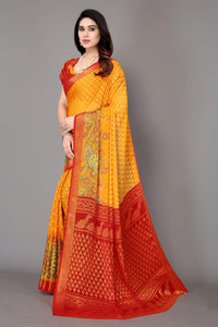 Winza Designer Women's Chiffon Brasso Floral Printed Saree with Blouse Piece