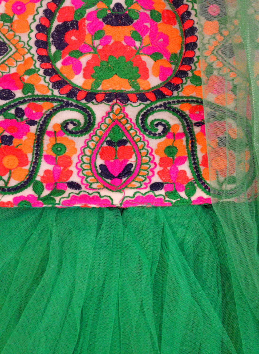 A.T.U.N Girls Lehenga Choli Multi-Turquoise