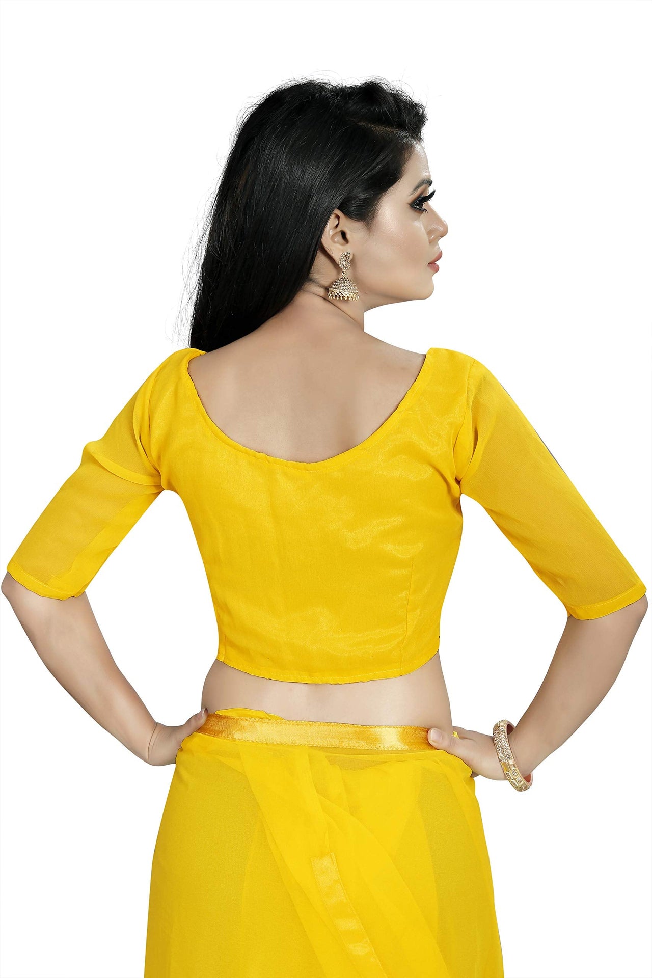 Anjaneya Sarees Women's Georgette Saree With Blouse Piece