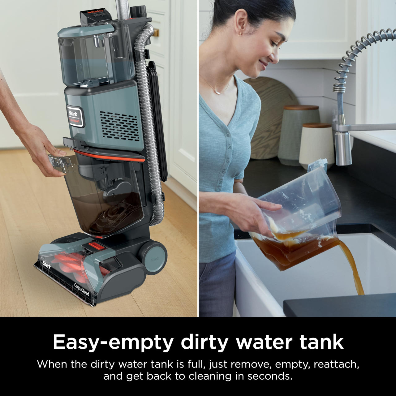 Shark EX201 CarpetXpert Upright Carpet, Area Rug & Upholstery Cleaner with StainStriker, Built-in Spot & Stain Cleaner, Perfect for Pets, Deep Cleaning & Tough Stain Removal, Carpet Shampooer, Cyan Shark CarpetXpert with StainStriker