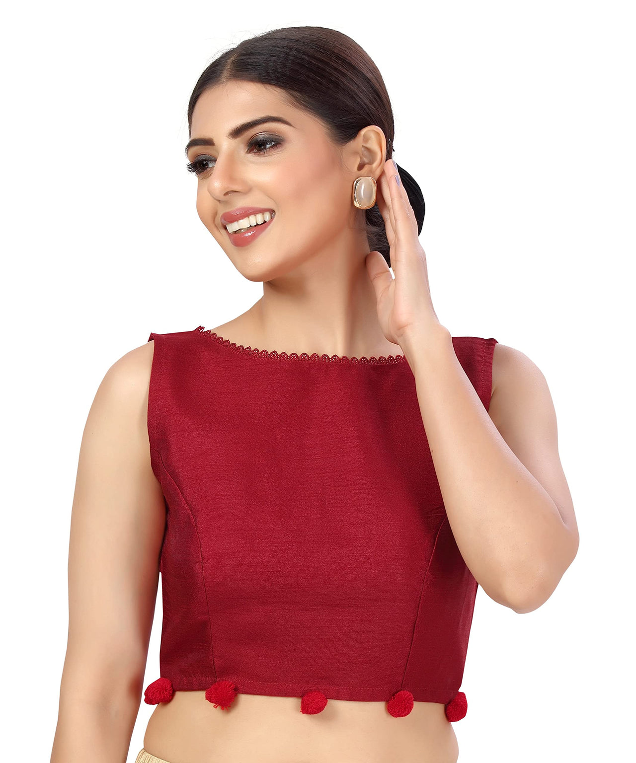 X3 Women's Polyester Silk Sleeveless Saree Blouse