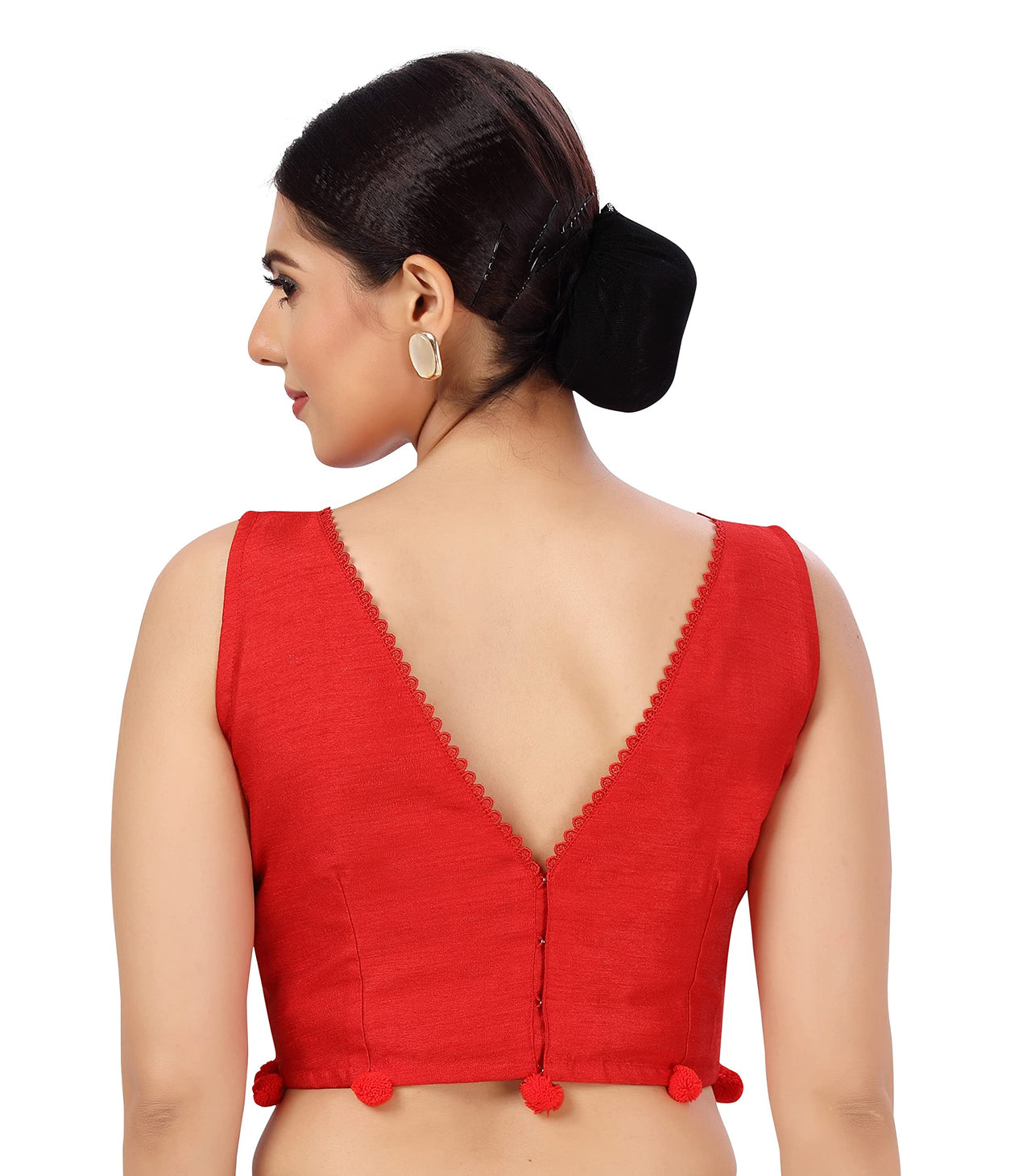X3 Women's Polyester Silk Sleeveless Saree Blouse