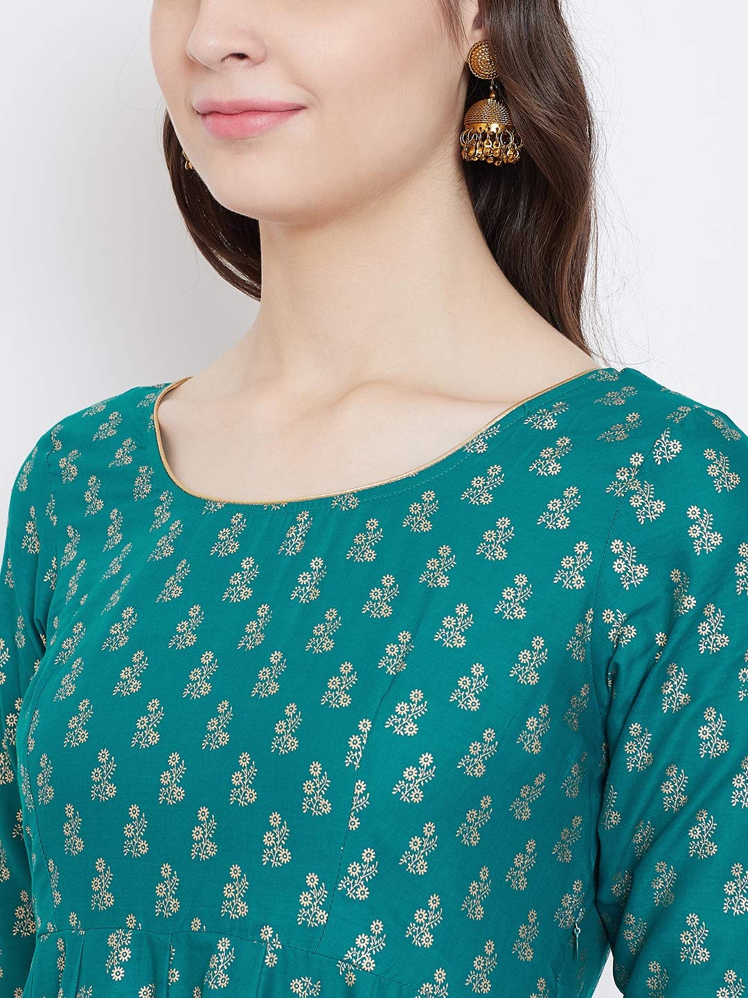 "PH" POSHAKHUB Adorable Women's Soft Cotton Printed Cap Sleeve Anarka Kurti