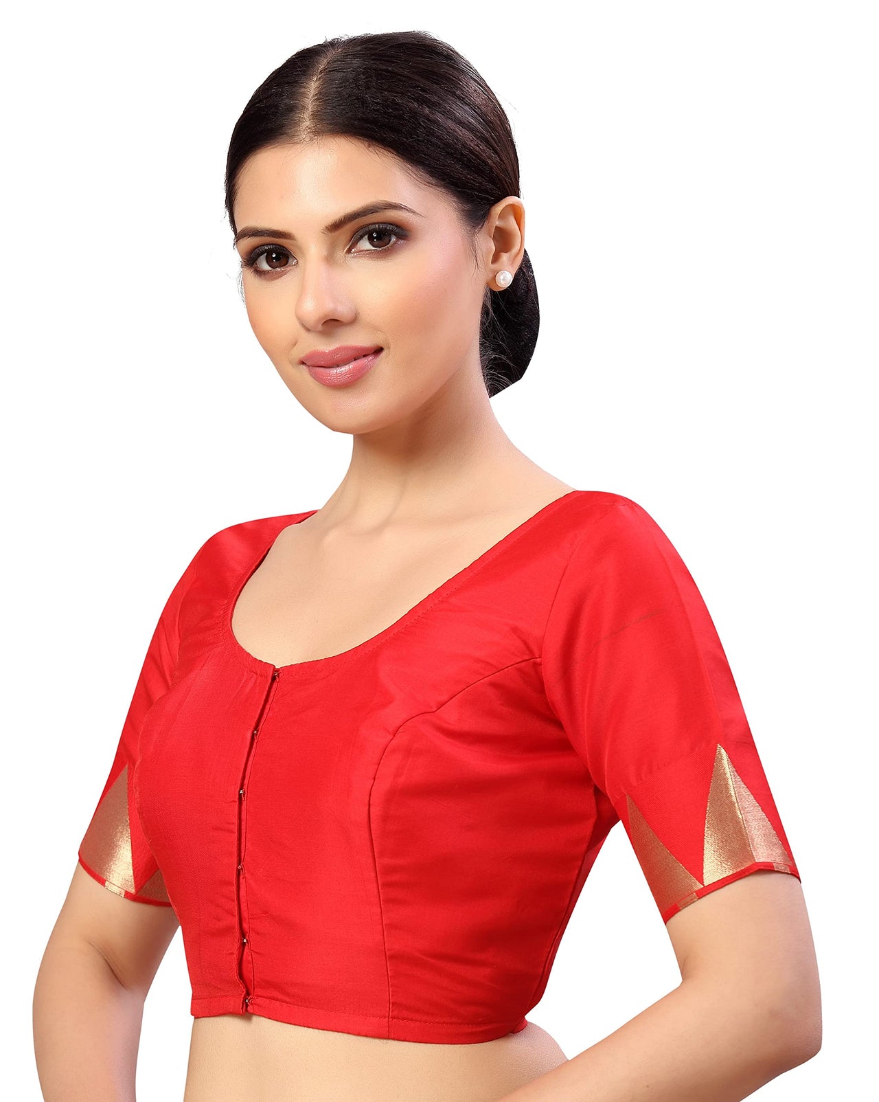 X3 Women's Polyester Short Sleeves Silky Saree