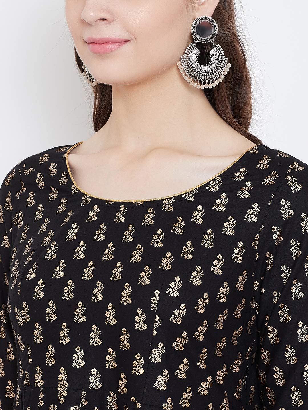 "PH" POSHAKHUB Adorable Women's Soft Cotton Printed Cap Sleeve Anarka Kurti