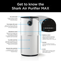 Shark Air Purifier for Home, Office, and Bedroom, Clean Sense Technology, HEPA Air Filter, 1200 Sq Ft, Captures 99.98% of Particles, Pet Dander, Pollutants, Dust, Smoke, Allergens & Smells, HP202 Black 1200 Sq. Ft.