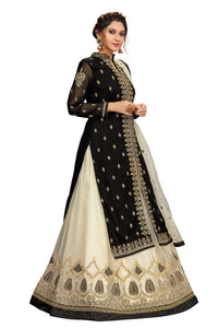 TRENDMALLS Women's Georgette Embroidery Kurta Lehenga Suit Set Stitched