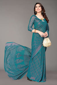 Winza Designer Women's Chiffon Brasso Printed Saree with Blouse Piece (WDP Brasso Malini W)