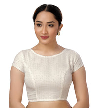 X3 Women's Polyester Cap Sleeves Chanderi Silk Sequin Embroidered Saree Blouse