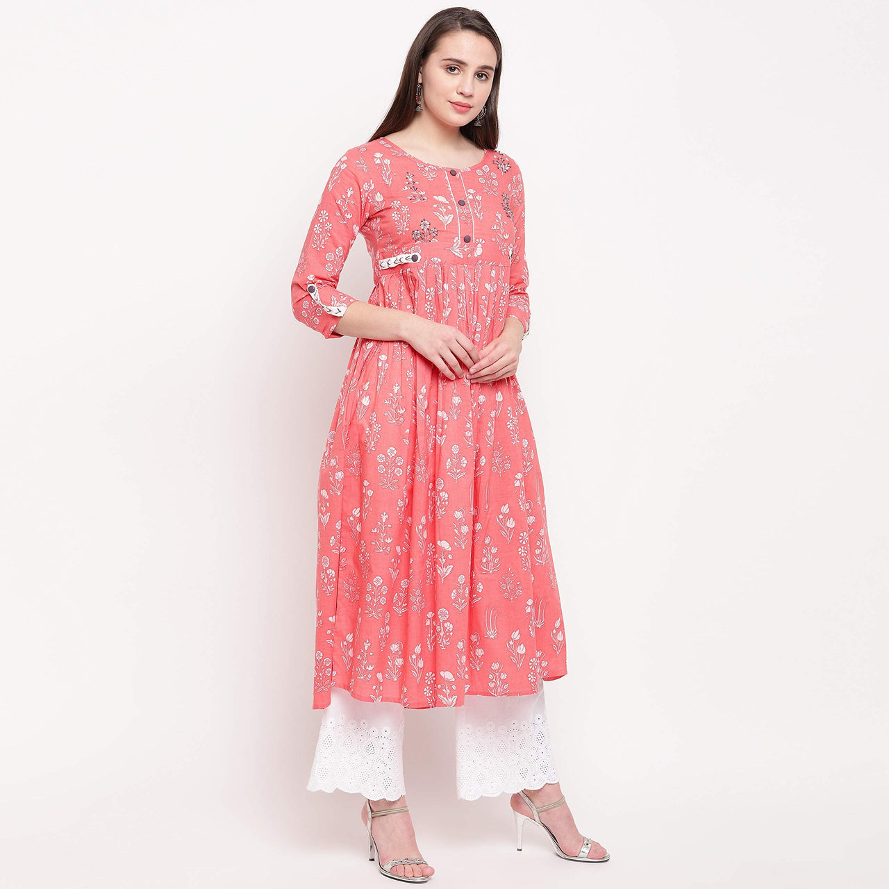 Vbuyz Women's Floral Print Anarkali Cotton Kurti(VF-KU-591-592)