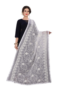 AKSHAR LLC Miss India Women's Chiffon Dupatta With Karachi Embroidery Work