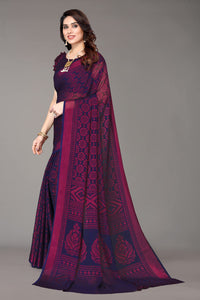 Winza Designer Women's Chiffon Brasso Printed Saree with Blouse Piece (WDP Brasso Malini W)