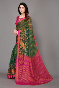 Winza Designer Women's Chiffon Brasso Floral Printed Saree with Blouse Piece