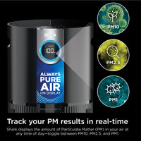 Shark Air Purifier for Home, Office, and Bedroom, Clean Sense Technology, HEPA Air Filter, 1200 Sq Ft, Captures 99.98% of Particles, Pet Dander, Pollutants, Dust, Smoke, Allergens & Smells, HP202 Black 1200 Sq. Ft.