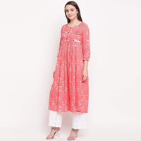 Vbuyz Women's Floral Print Anarkali Cotton Kurti(VF-KU-591-592)