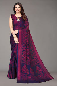 Winza Designer Women's Chiffon Brasso Printed Saree with Blouse Piece (WDP Brasso Malini W)