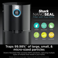 Shark Air Purifier for Home, Office, and Bedroom, Clean Sense Technology, HEPA Air Filter, 1200 Sq Ft, Captures 99.98% of Particles, Pet Dander, Pollutants, Dust, Smoke, Allergens & Smells, HP202 Black 1200 Sq. Ft.