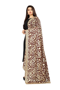 AKSHAR LLC Women's Embroidered Chiffon Dupatta