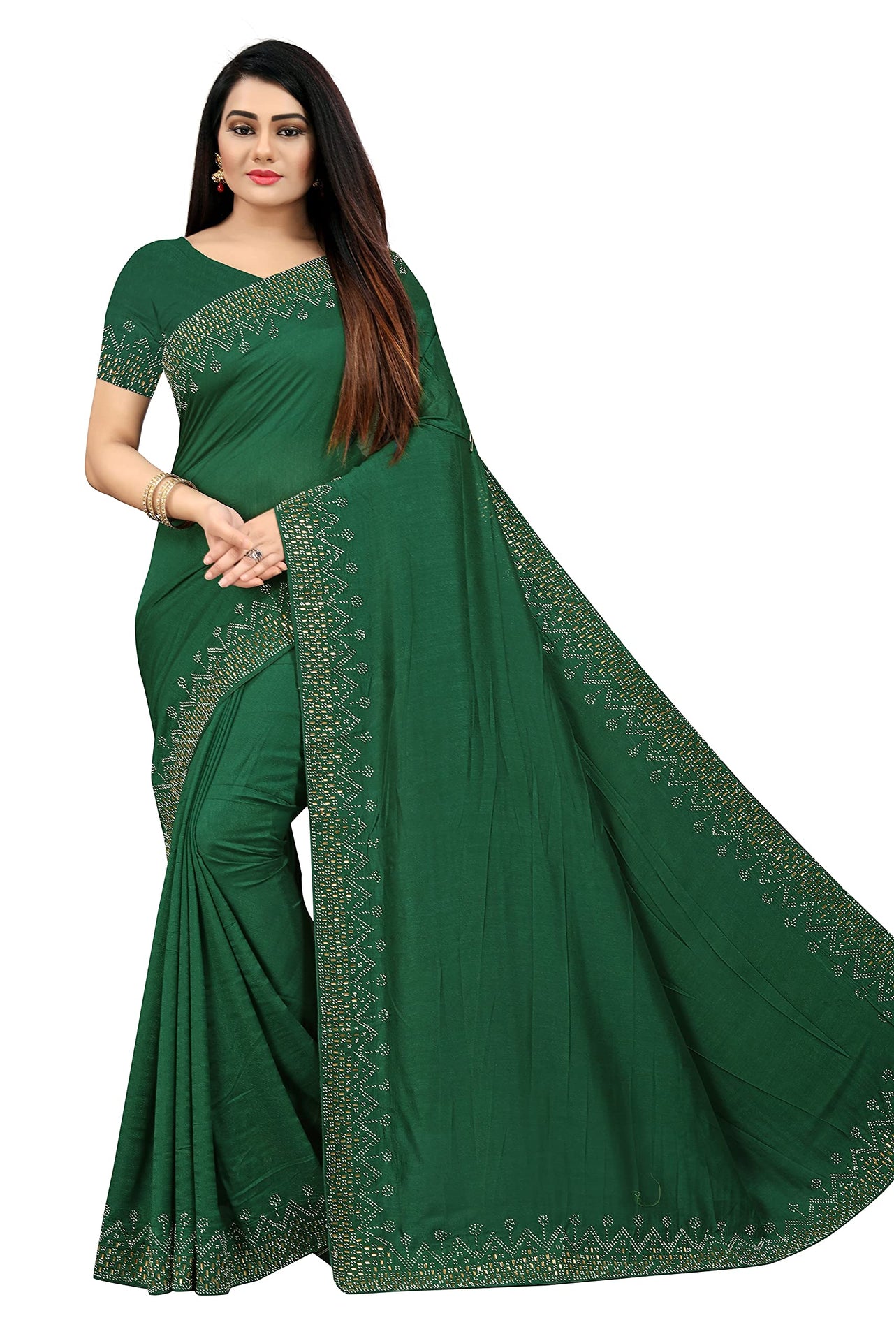 PUNYATHA CREATION Women's & Girl's Chanderi Chanderi Saree With Blouse Piece