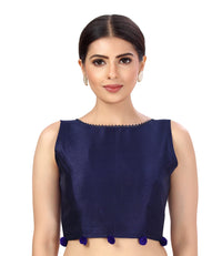 X3 Women's Polyester Silk Sleeveless Saree Blouse