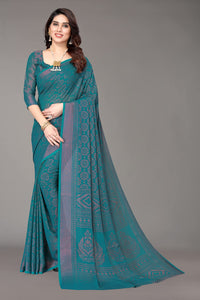 Winza Designer Women's Chiffon Brasso Printed Saree with Blouse Piece (WDP Brasso Malini W)
