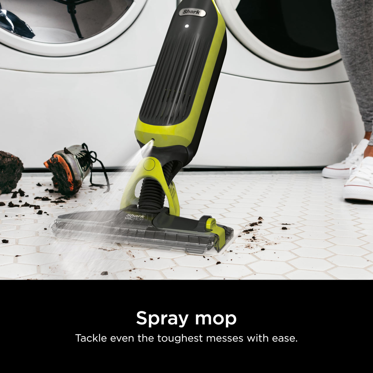 Shark VACMOP Pro Cordless Hard Floor Vacuum Mop with On-Demand Spray and Headlights, includes 4 Disposable VACMOP Pads and a 12oz VACMOP solution, Charcoal Gray, VM252