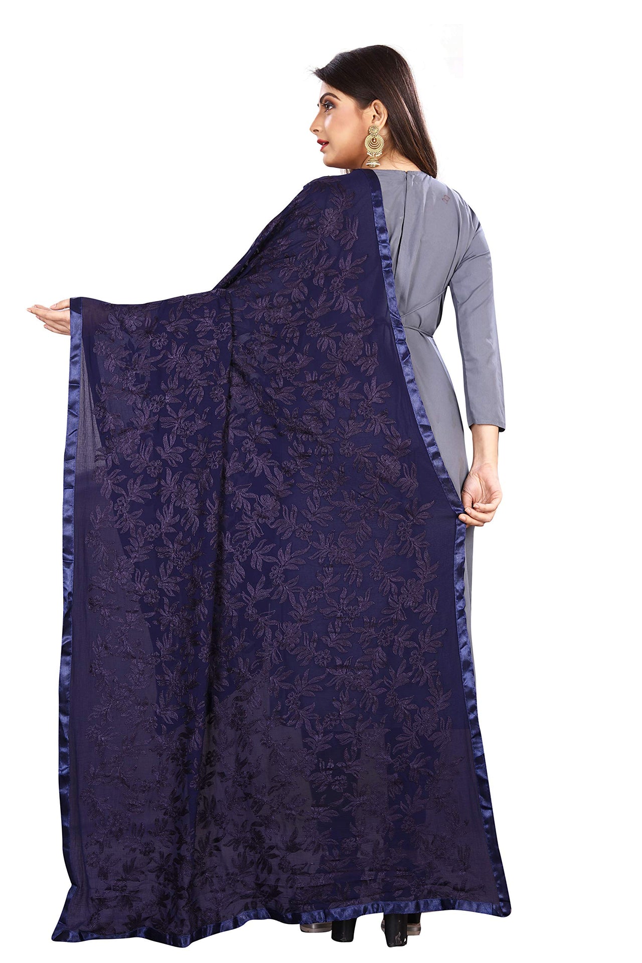 Akshar Llc Miss India Women's Chiffon Dupatta With Goodembroidery Work