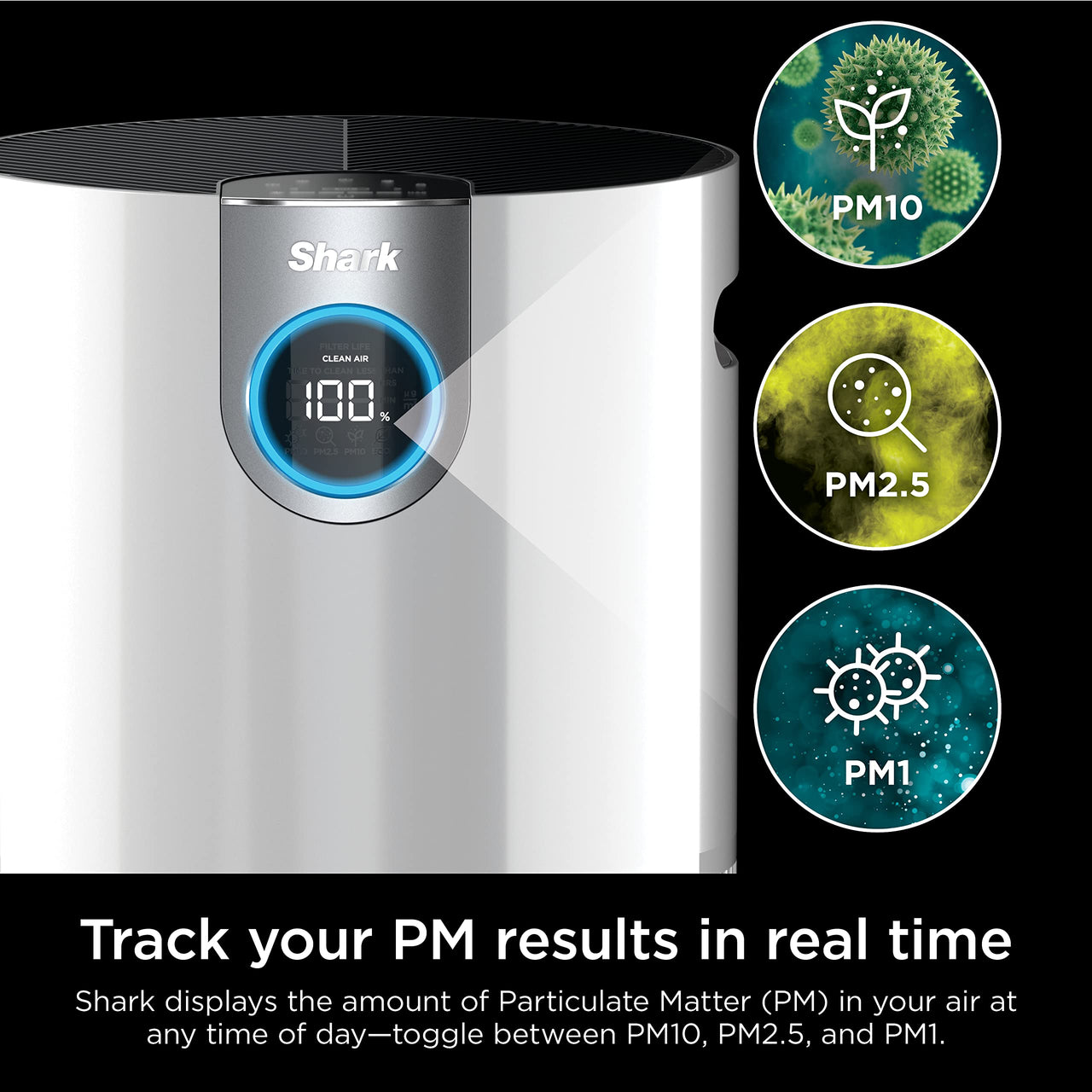 Shark Air Purifier for Home, Office, and Bedroom, Clean Sense Technology, HEPA Air Filter, 1200 Sq Ft, Captures 99.98% of Particles, Pet Dander, Pollutants, Dust, Smoke, Allergens & Smells, HP202 Black 1200 Sq. Ft.