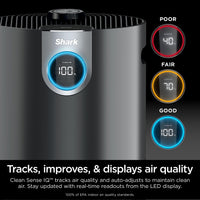 Shark Air Purifier for Home, Office, and Bedroom, Clean Sense Technology, HEPA Air Filter, 1200 Sq Ft, Captures 99.98% of Particles, Pet Dander, Pollutants, Dust, Smoke, Allergens & Smells, HP202 Black 1200 Sq. Ft.