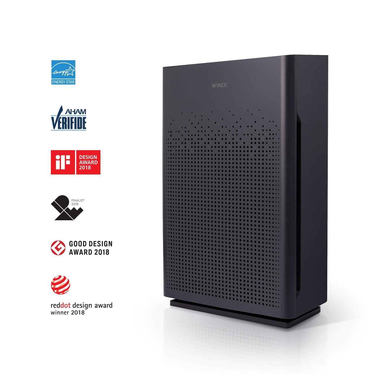 WINIX AM80 Air Purifier for Home Large Room Up to 1740 Ft² in 1 Hr With Air Quality Monitor, True HEPA, Advanced Odor Control Carbon Filter and Auto Mode, Captures Pet Allergies, Smoke, Dust Dark Gray
