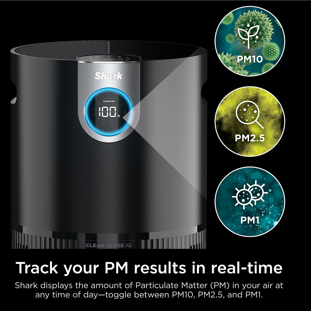 Shark Air Purifier for Home, Office, and Bedroom, Clean Sense Technology, HEPA Air Filter, 1200 Sq Ft, Captures 99.98% of Particles, Pet Dander, Pollutants, Dust, Smoke, Allergens & Smells, HP202 Black 1200 Sq. Ft.