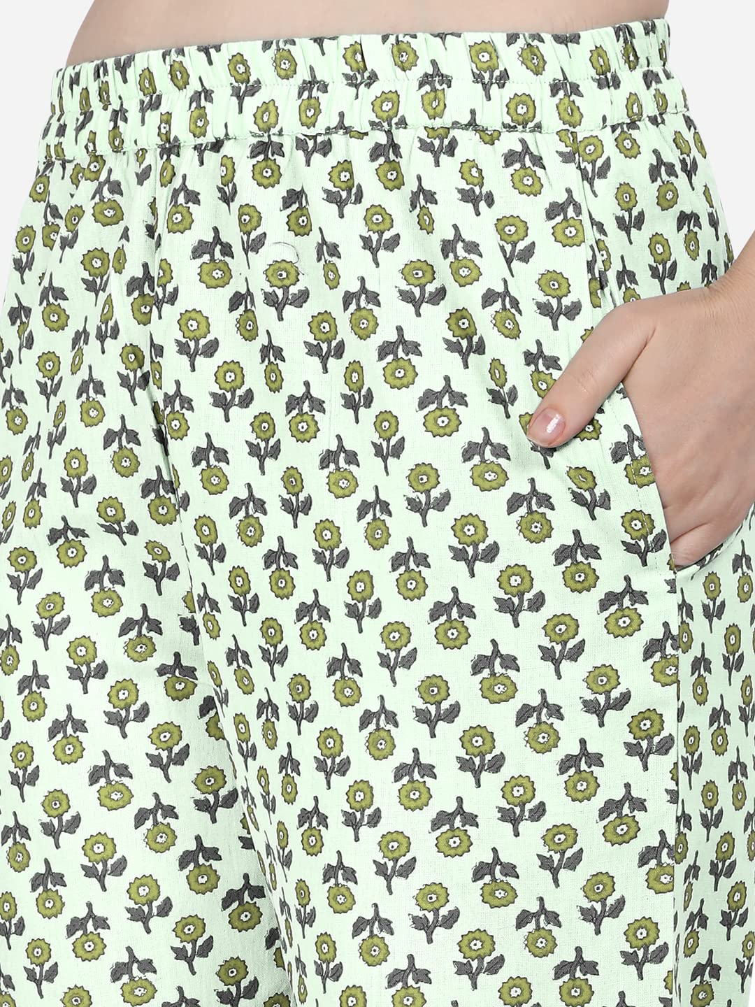 MIRCHI FASHION Women's Cotton Bagru Printed A-Line Kurta Set with Plazzo Pant L Grey, Pink