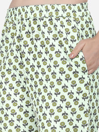 MIRCHI FASHION Women's Cotton Bagru Printed A-Line Kurta Set with Plazzo Pant L Grey, Pink