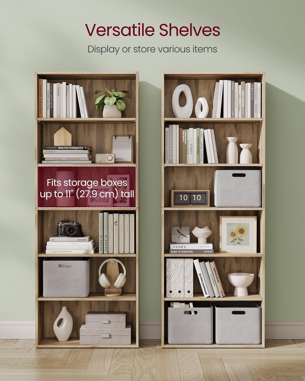 VASAGLE Bookshelf, 23.6 Inches Wide, 4-Tier Open Bookcase with Adjustable Storage Shelves, Floor Standing Unit, Cloud White ULBC164T14 1 Pack 4 Tiers (23.6"W x 42.4"H)
