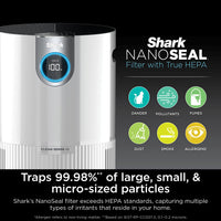 Shark Air Purifier for Home, Office, and Bedroom, Clean Sense Technology, HEPA Air Filter, 1200 Sq Ft, Captures 99.98% of Particles, Pet Dander, Pollutants, Dust, Smoke, Allergens & Smells, HP202 Black 1200 Sq. Ft.