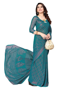 Winza Designer Women's Chiffon Brasso Printed Saree with Blouse Piece (WDP Brasso Malini W)