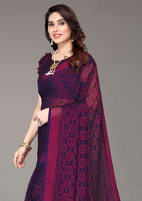 Winza Designer Women's Chiffon Brasso Printed Saree with Blouse Piece (WDP Brasso Malini W)
