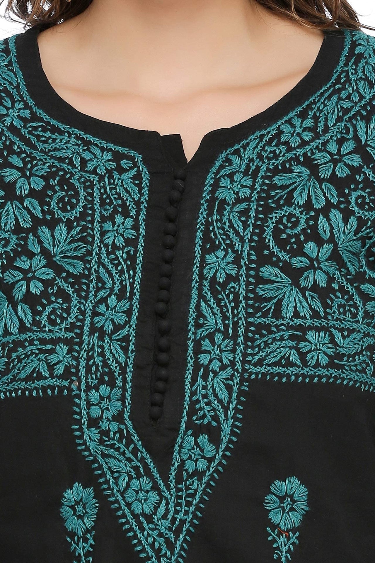 Ada Hand Embroidered Lucknow Chikankari Women's Pure Cotton Kurti Kurta