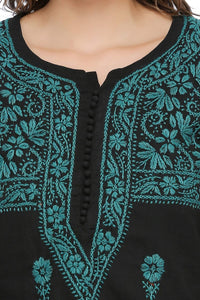 Ada Hand Embroidered Lucknow Chikankari Women's Pure Cotton Kurti Kurta