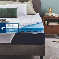 Sleep Innovations Cooling Comfort Gel Memory Foam Dual Layer Mattress Topper, 4 Inch, King Size, Pillow Top Cover