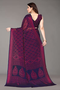 Winza Designer Women's Chiffon Brasso Printed Saree with Blouse Piece (WDP Brasso Malini W)