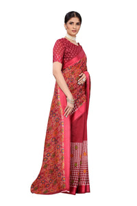 Yashika Women's Linen Saree Maroon
