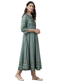Yash Gallery Women's Plus Size Plus Size Rayon Floral Printed Anarkali Kurta for Women