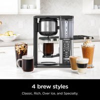 Ninja Specialty Coffee Maker, Hot & Iced Coffee, 6 Brew Styles, 8 Sizes, Small Cup to Travel Mug, 10-Cup Carafe, Fold-Away Frother, Permanent Filter, Removable Reservoir, Black, CM401 10 cup - Stainless Steel