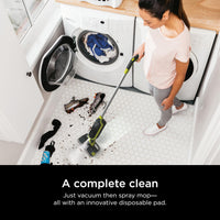 Shark VACMOP Pro Cordless Hard Floor Vacuum Mop with On-Demand Spray and Headlights, includes 4 Disposable VACMOP Pads and a 12oz VACMOP solution, Charcoal Gray, VM252