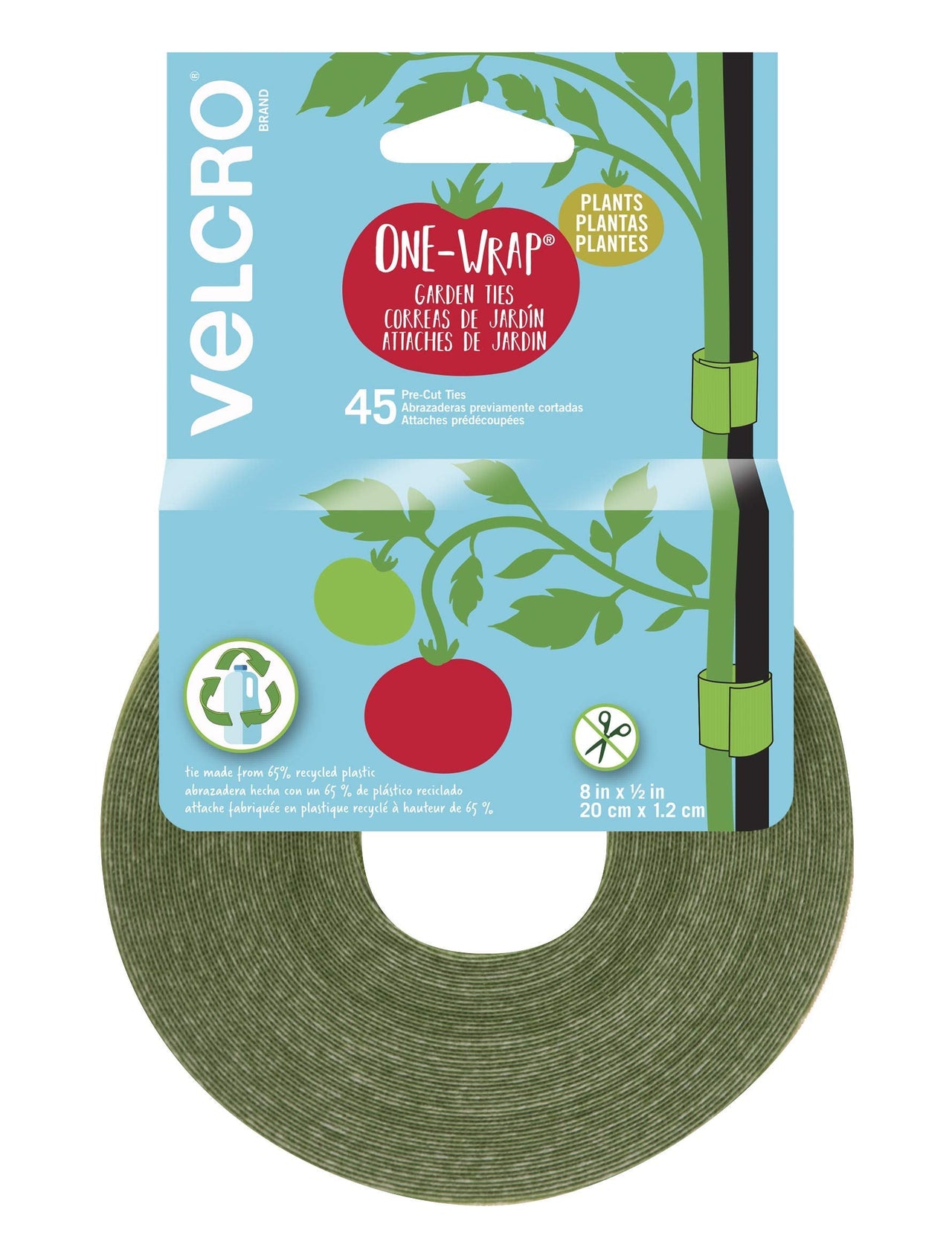 VELCRO Brand VEL-30087-AMS ONE-WRAP Ties Starter Pack for Container Gardens or Houseplants, 12pcs, Pre-Cut, 6 in x 1/2 in, Green-Recycled Plastic Green - Recycled Plastic