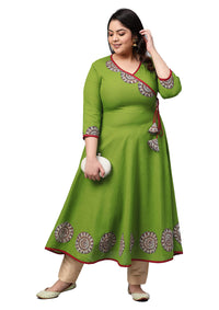 Yash Gallery Women's Cotton Angrakha Kurta
