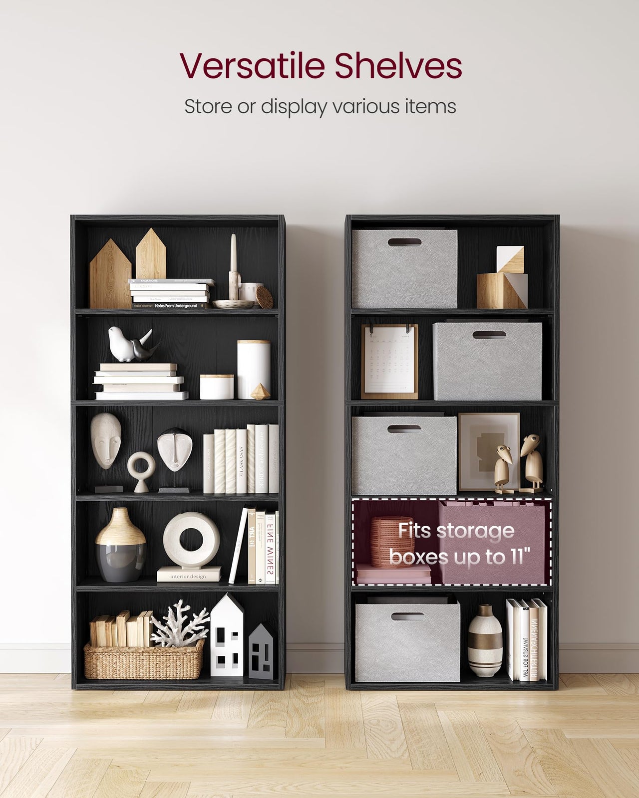 VASAGLE Bookshelf, 23.6 Inches Wide, 4-Tier Open Bookcase with Adjustable Storage Shelves, Floor Standing Unit, Cloud White ULBC164T14 1 Pack 4 Tiers (23.6"W x 42.4"H)